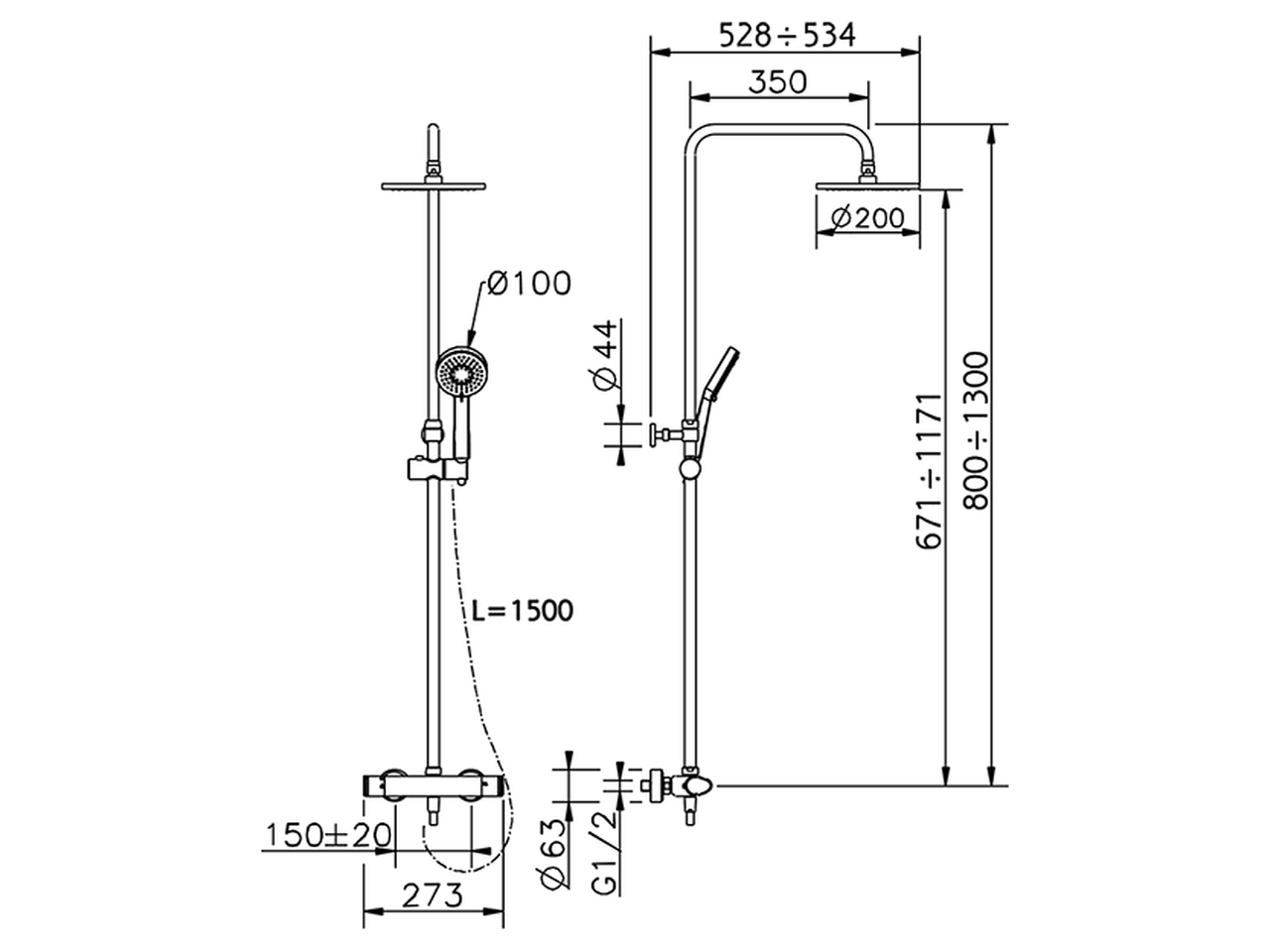 Columna termostática ducha 2 funciones COLUMNAS DUCHA_A3C82020 - v1