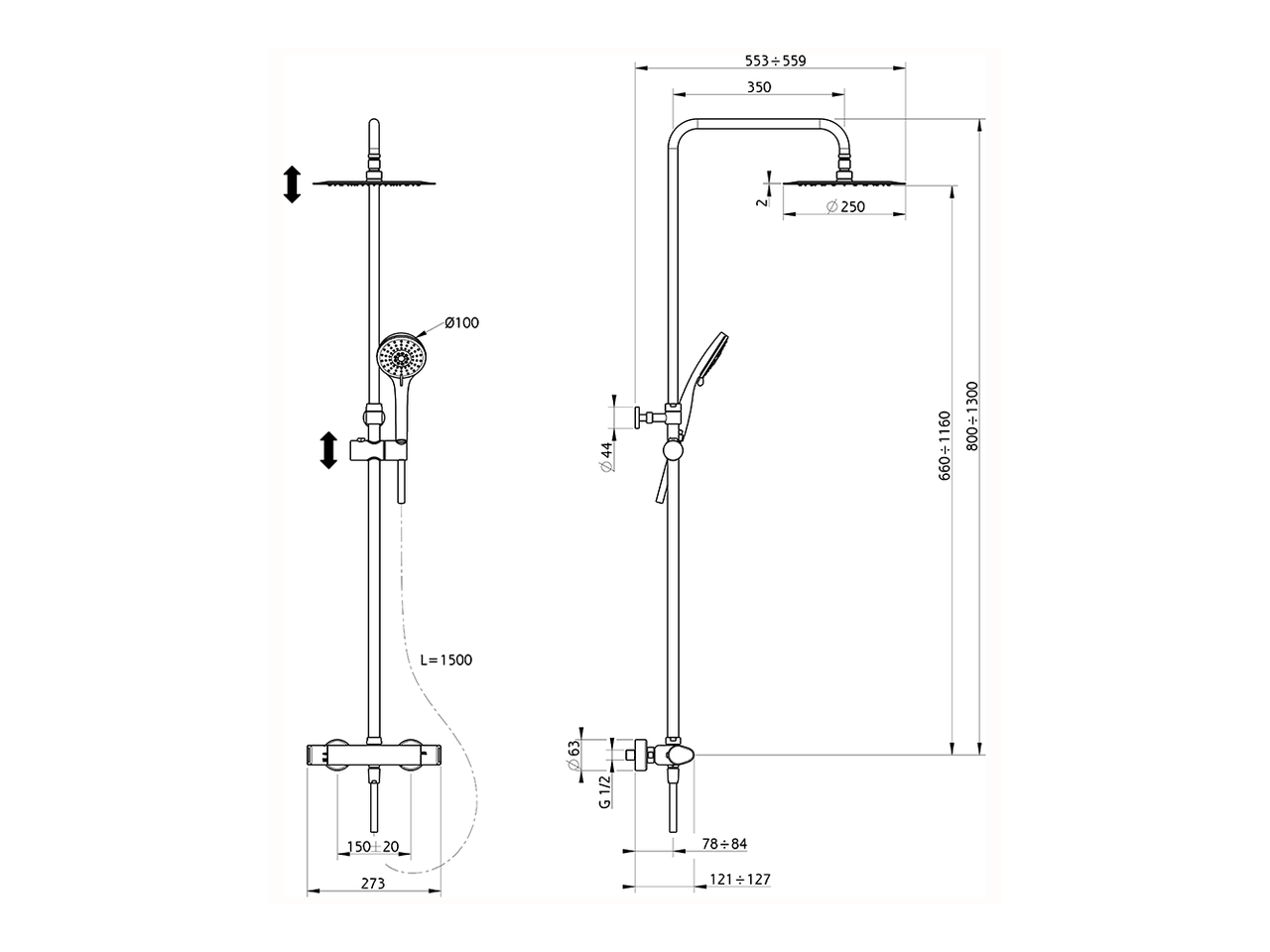 Columna termostática ducha 2 funciones ALMA_A3C82080 - v1