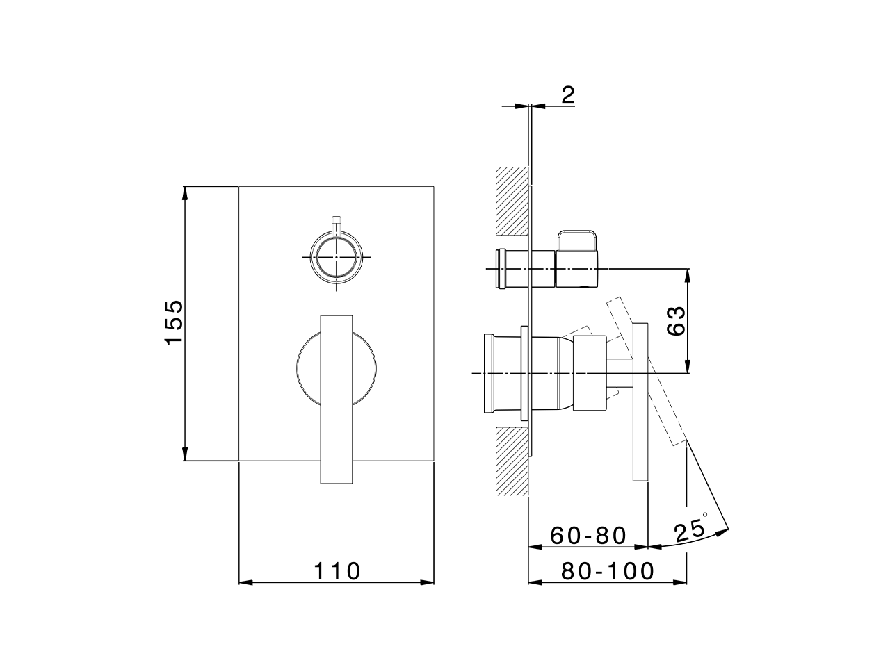 Parte externa monomando baño/ducha empotrado BARCELONA_BV002300 - v1