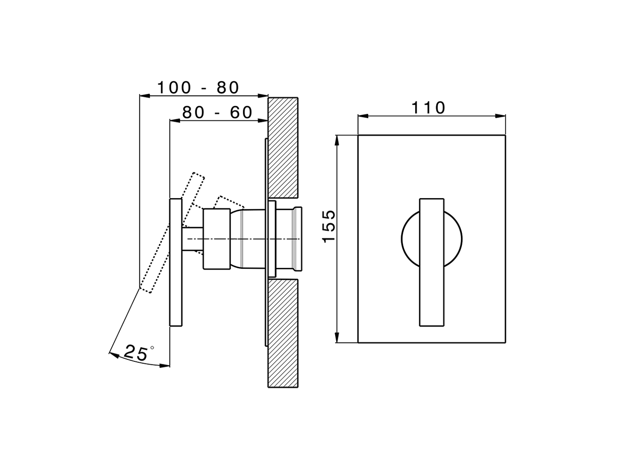 Parte externa monomando ducha empotrada BARCELONA_BV003000 - v1