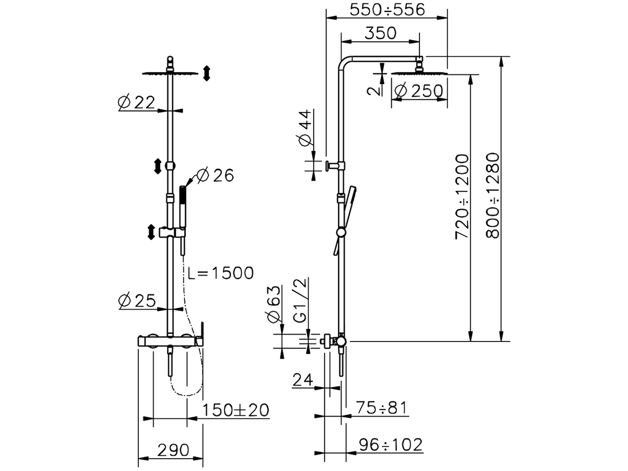 Columna monomando ducha 2 funciones TENDER_C2004032 - v1