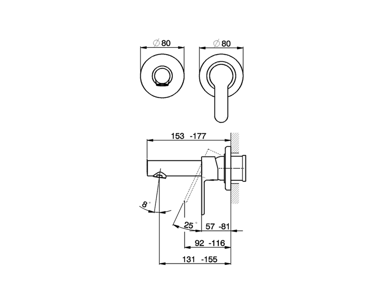 Parte externa monomando lavabo de pared TENDER_C2005510 - v1