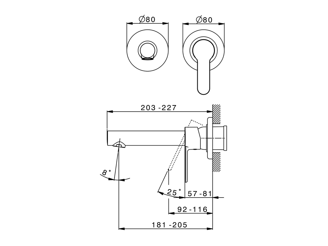Parte externa monomando lavabo de pared TENDER_C2005511 - v1