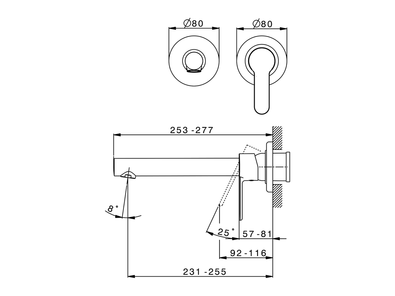 Parte externa monomando lavabo de pared TENDER_C2005512 - v1