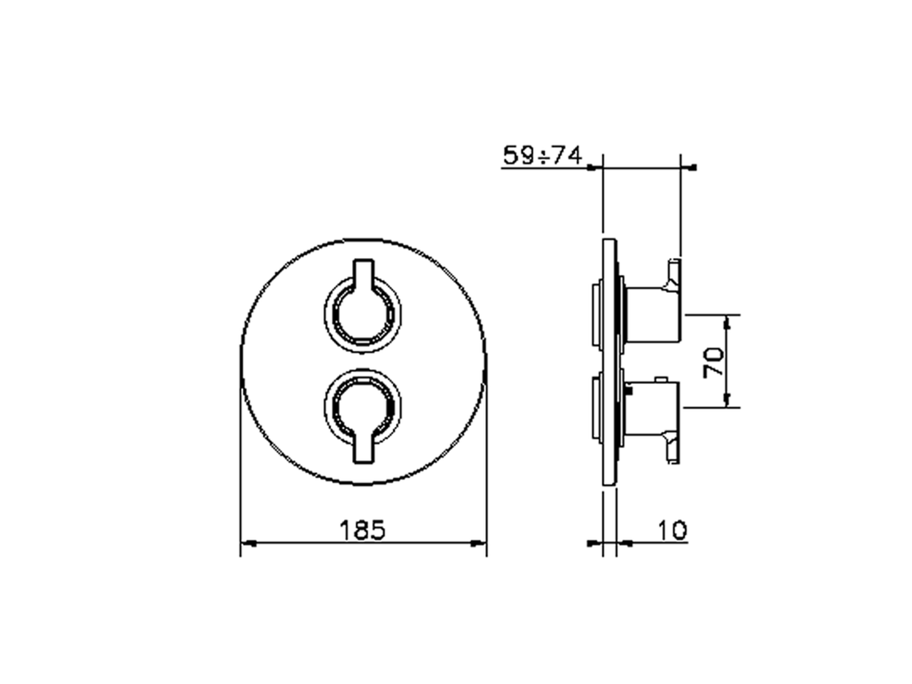 Parte externa termostático ducha emp. 2 salidas TENDER_C2018100 - v1