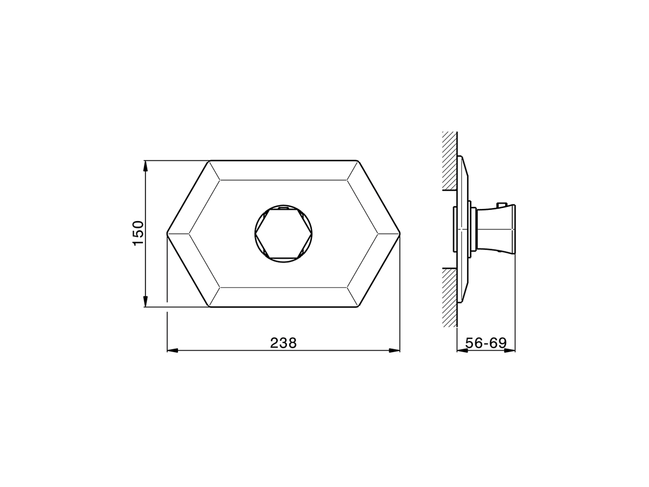Parte externa termostático ducha empotrada CHERIE_CE007200 - v1