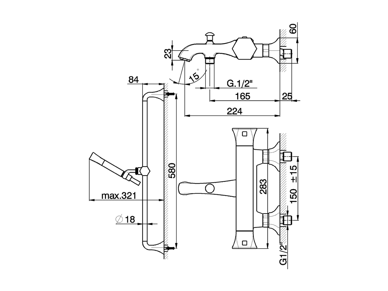Bañera termostática con barra-corrediza CHERIE_CES27010 - v1