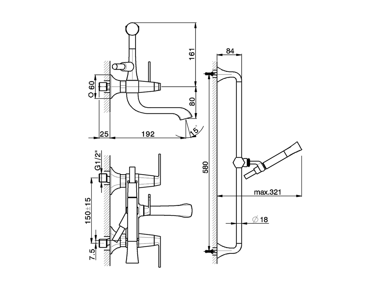 Bañera monomando con duplex CHERIE_CF000060 - v1