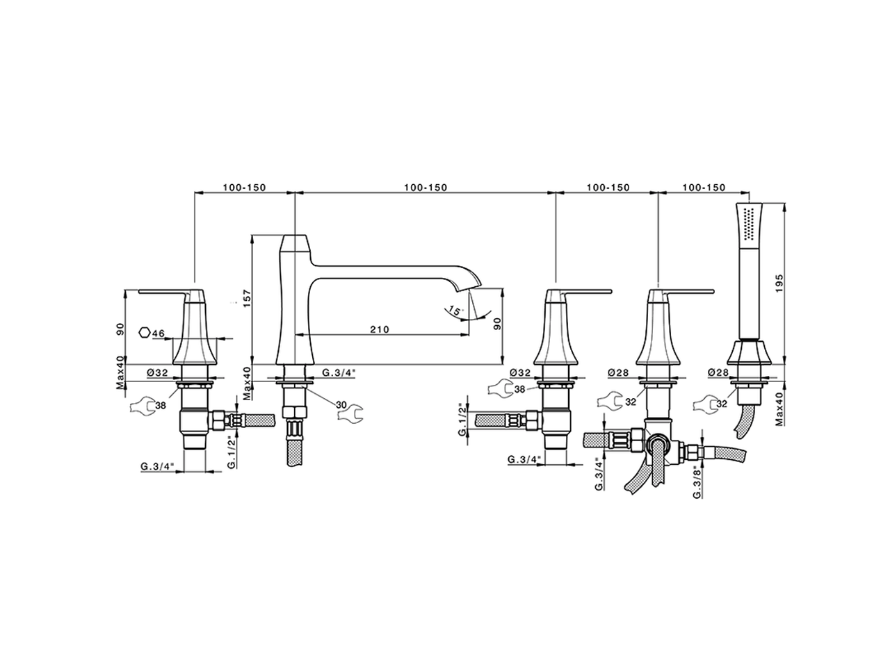 Borde bañera 5 agujeros CHERIE_CF000260 - v1
