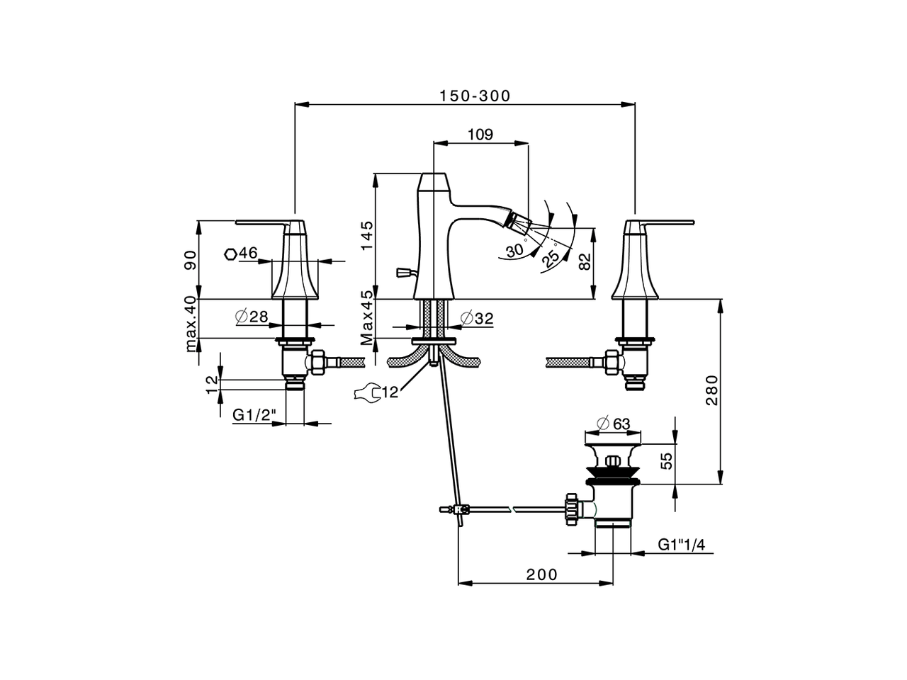 Bidé 3 agujeros CHERIE_CF001220 - v1