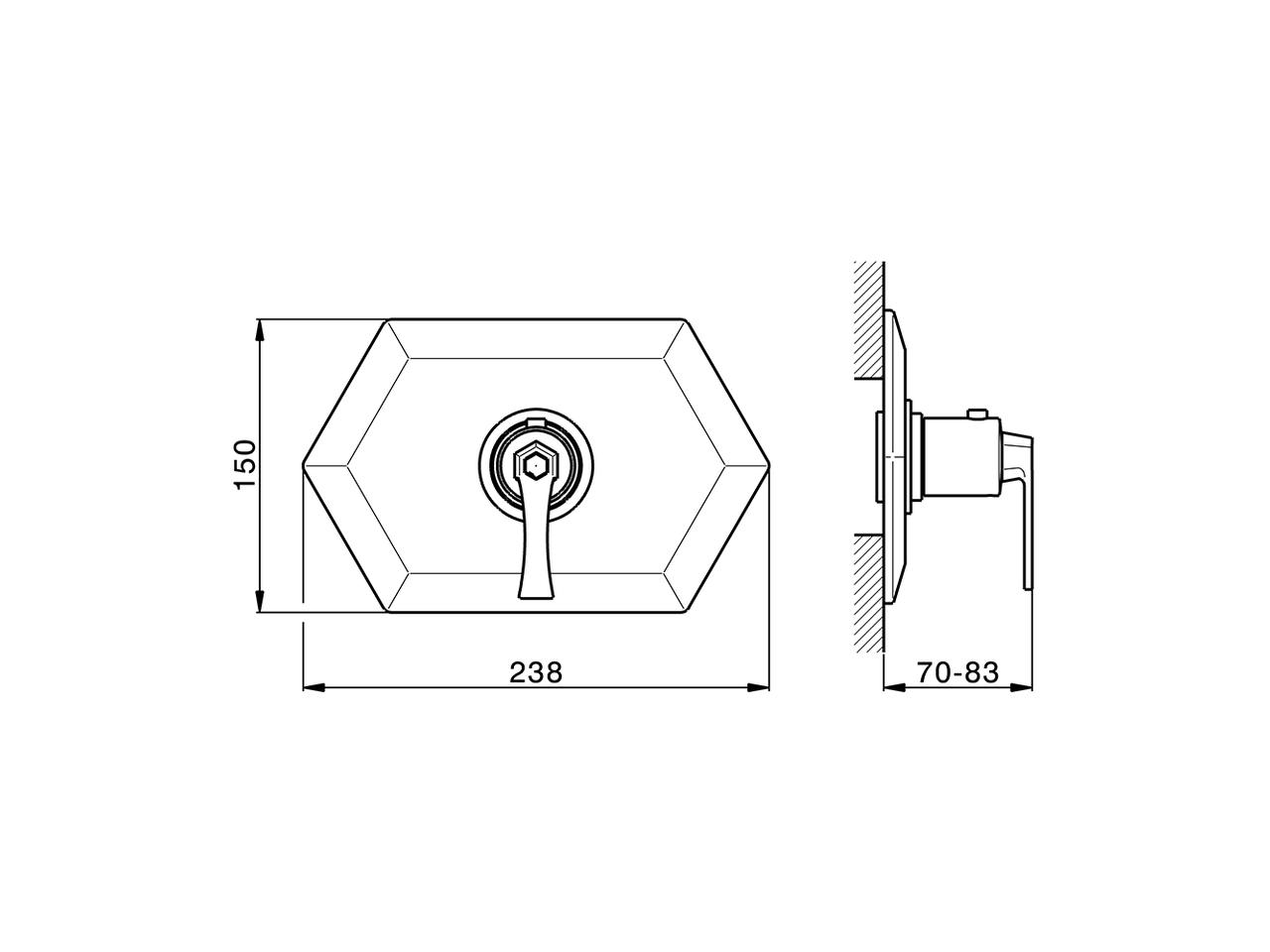 Parte externa termostático ducha empotrada CHERIE_CF007200 - v1
