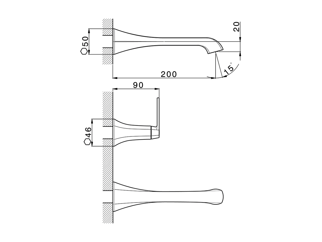 Parte externa lavabo de pared CHERIE_CF013510 - v1