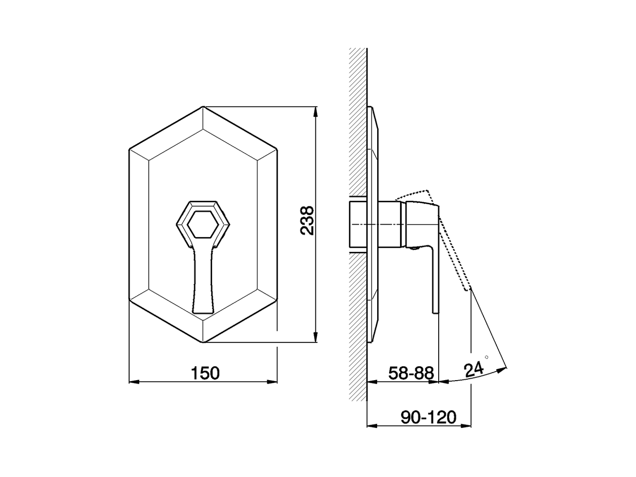 Parte externa monomando ducha empotrada CHERIE_CH003000 - v1