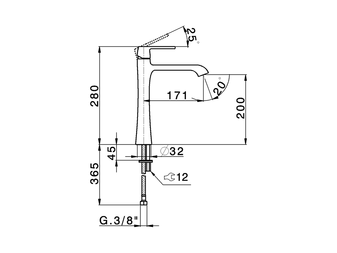 Lavabo monomando alto 