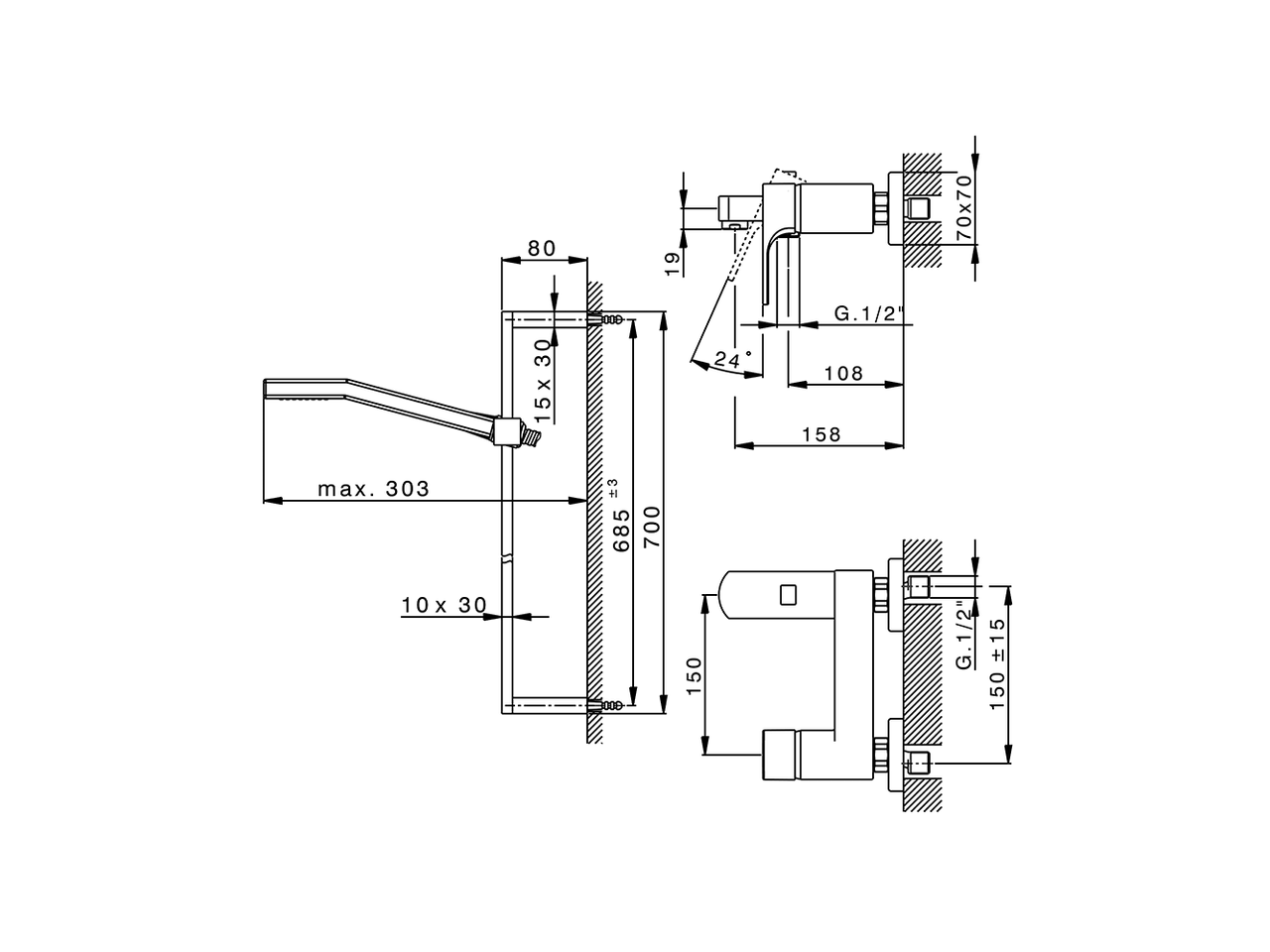 Bañera monomando con duplex CUBIC_CU000062 - v1