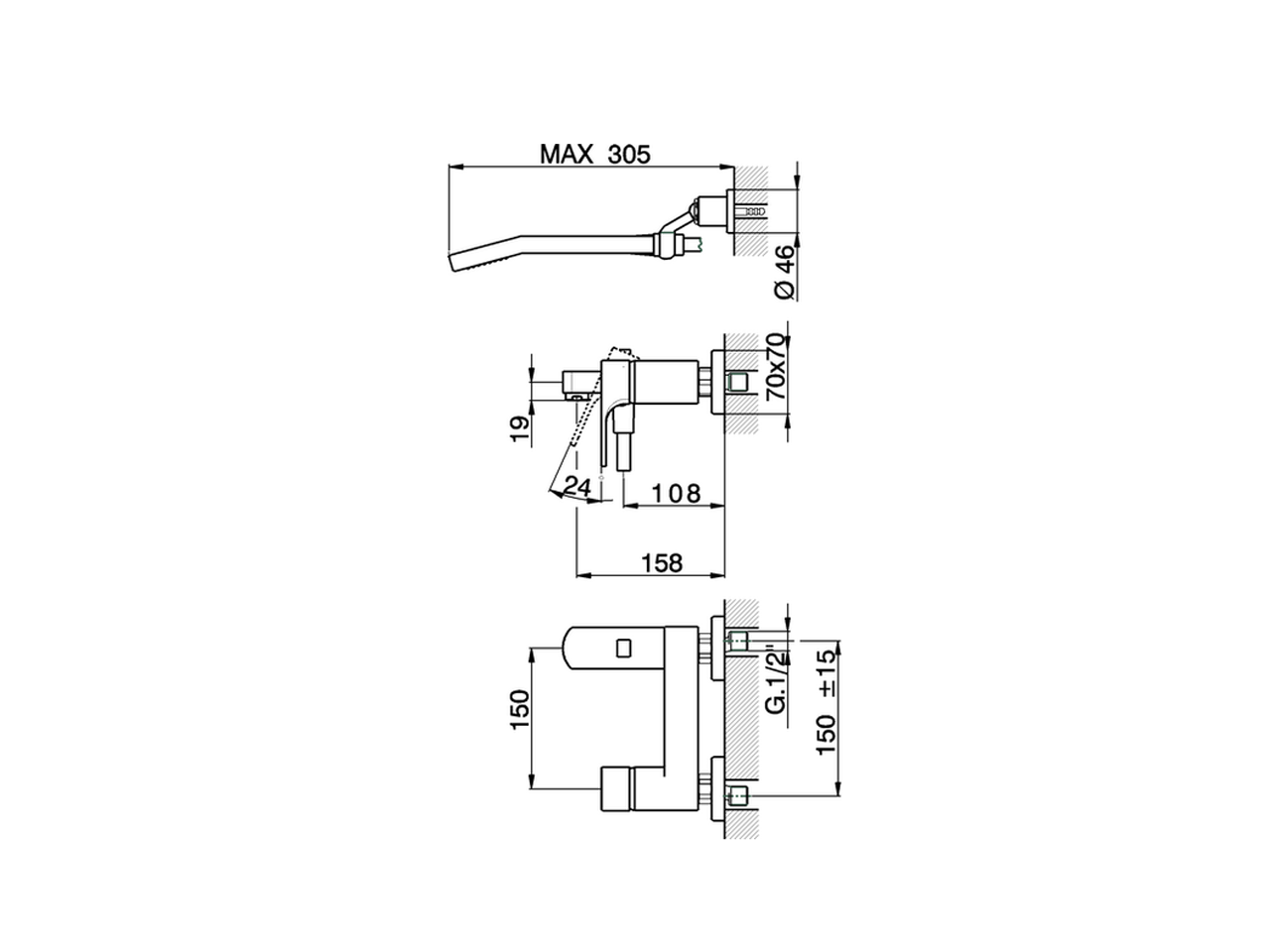 Bañera monomando con duplex CUBIC_CU000122 - v1