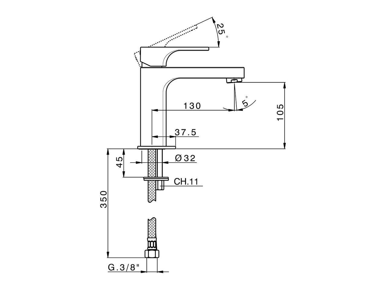 Lavabo monomando large CUBIC_CU000500 - v1