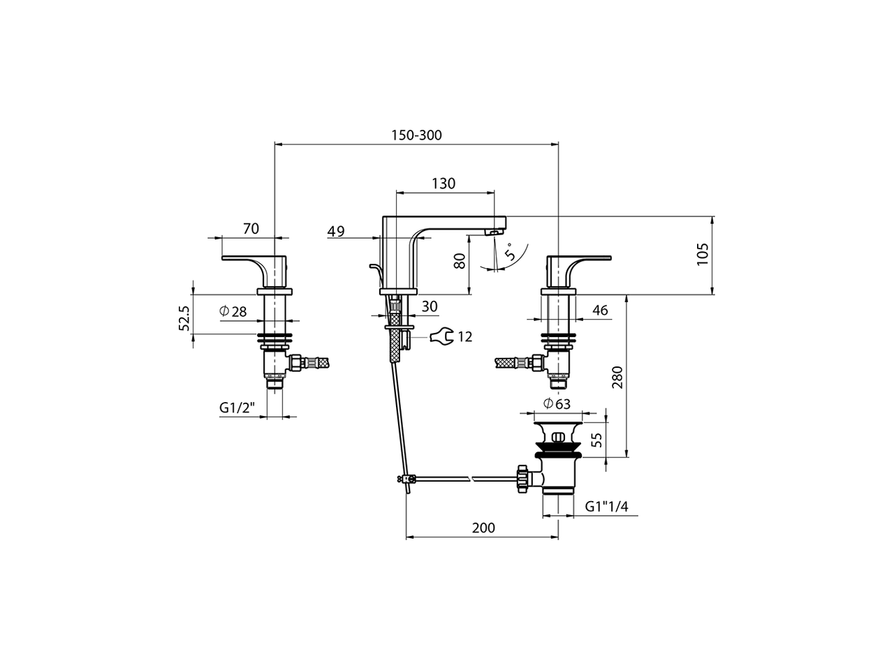 Lavabo 3 agujeros CUBIC_CU001020 - v1