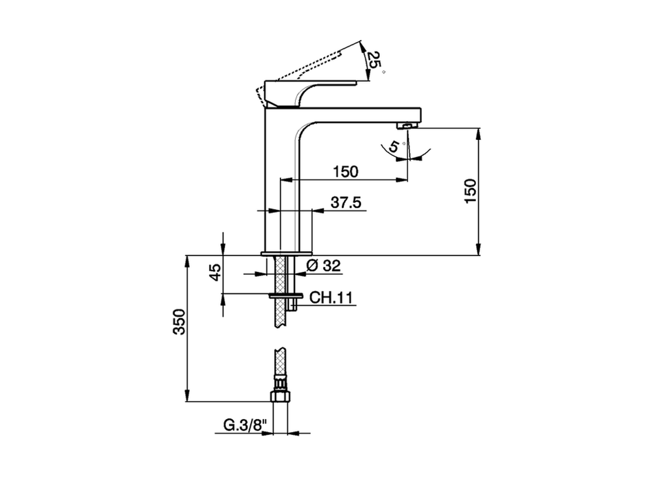 Lavabo monomando medio EnergySave CUBIC_CU001505 - v1