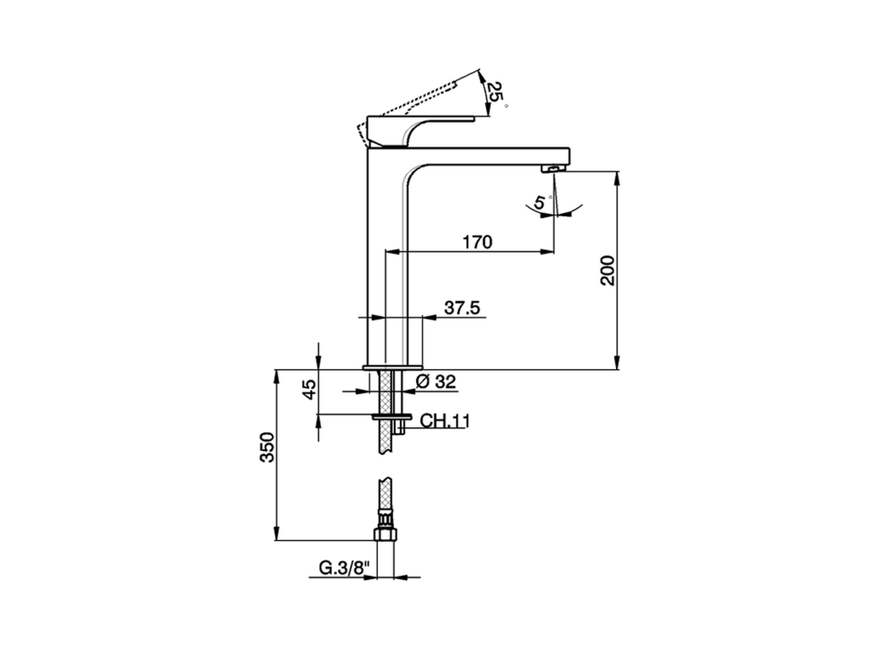 Lavabo monomando alto CUBIC_CU003541 - v1