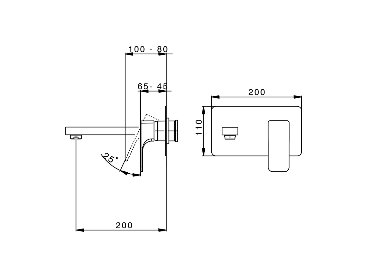 Parte externa monomando lavabo de pared CUBIC_CU005512 - v1