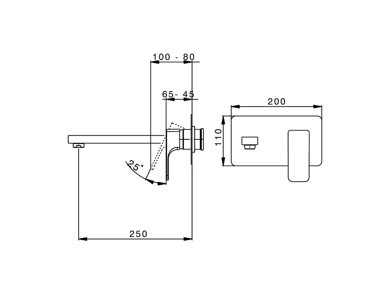 Parte externa monomando lavabo de pared CUBIC_CU005513 - v1