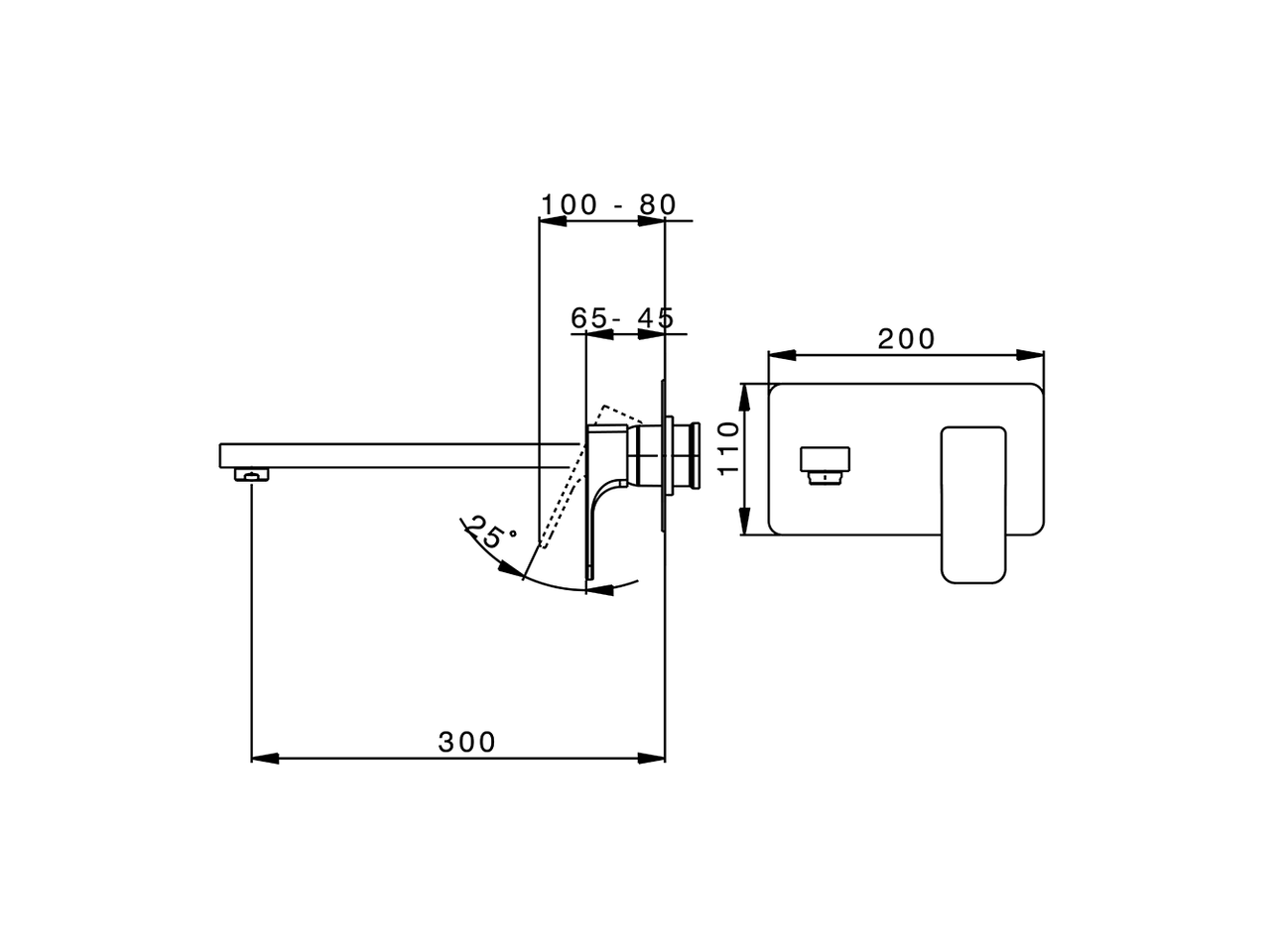 Parte externa monomando lavabo de pared CUBIC_CU005514 - v1