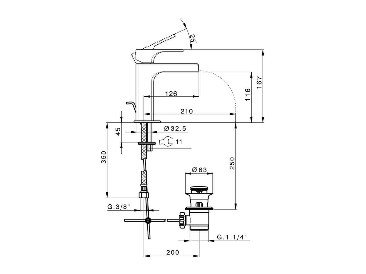 Lavabo monomando large CUBIC_CU00C494 - v1