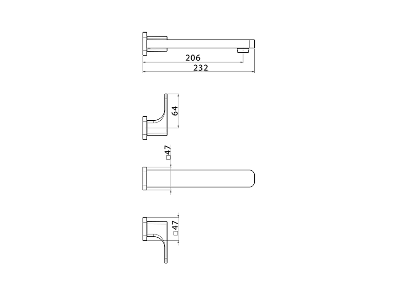 Parte externa lavabo de pared CUBIC_CU013510 - v1