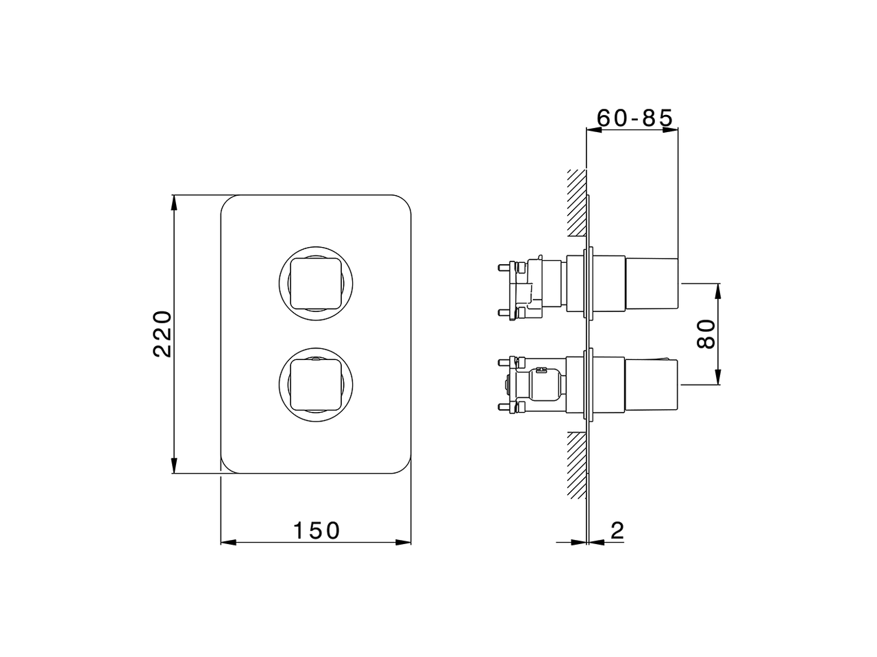 Conjunto Termostático para One-Box ONE BOX_CU0BT030 - v1