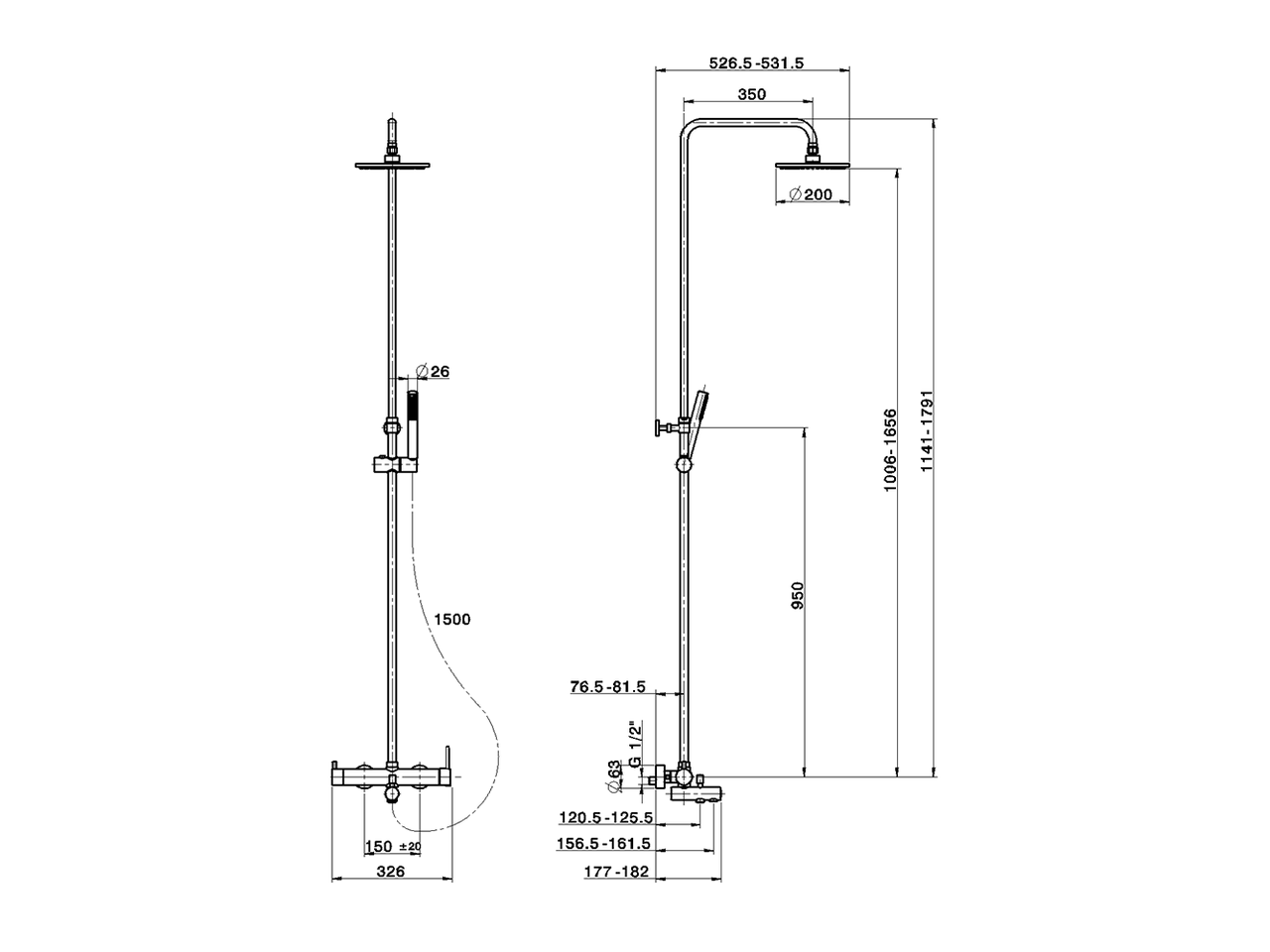 Columna monomando bañera 3 funciones COLUMNAS DUCHA_CV004120 - v1