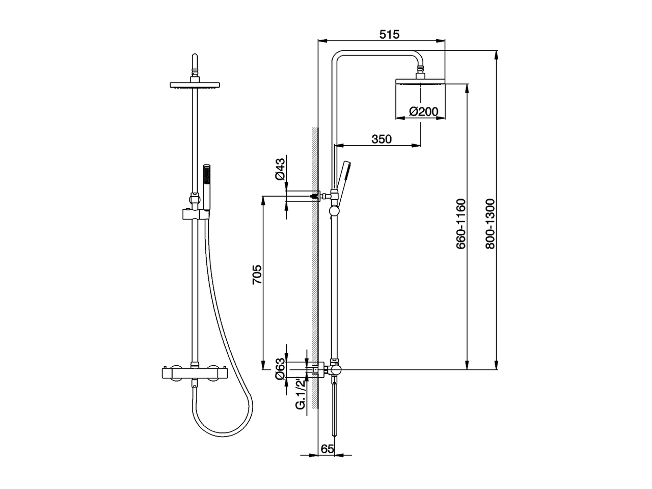Columna termostática ducha 2 funciones COLUMNAS DUCHA_CVC82010 - v1