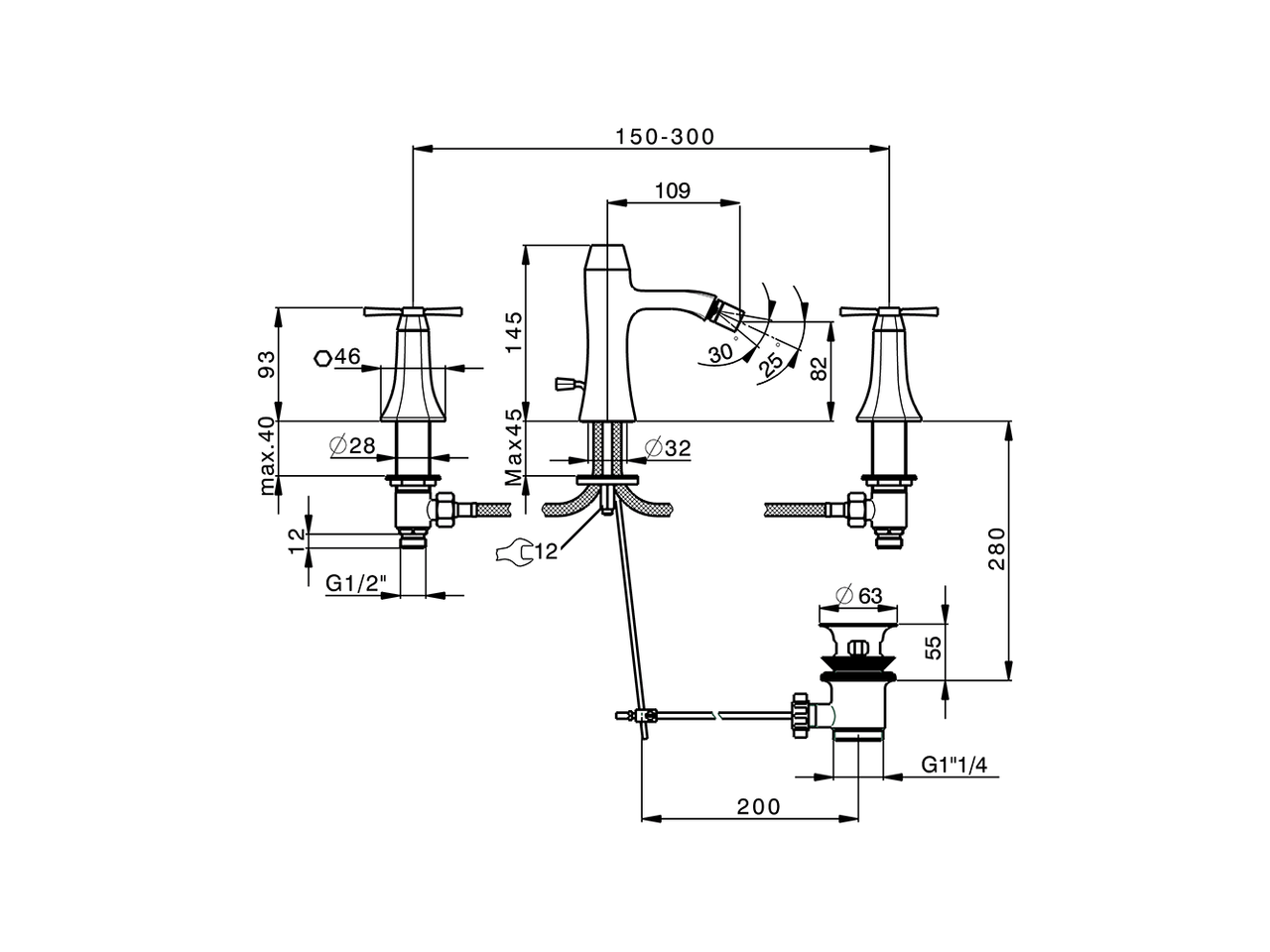 Bidé 3 agujeros CHERIE_CX001220 - v1