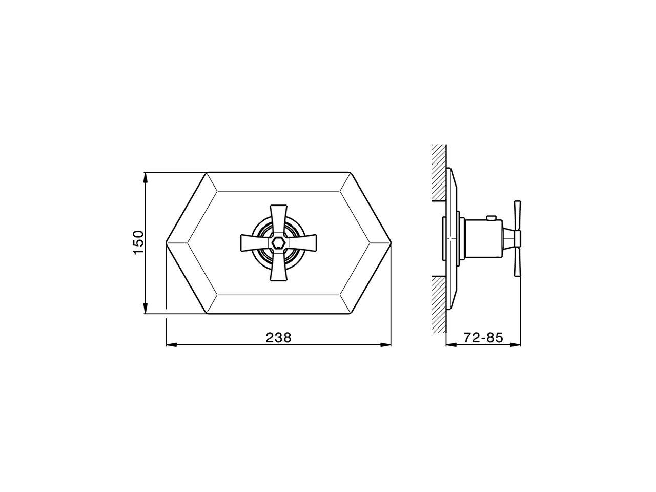 Parte externa termostático ducha empotrada CHERIE_CX007200 - v1
