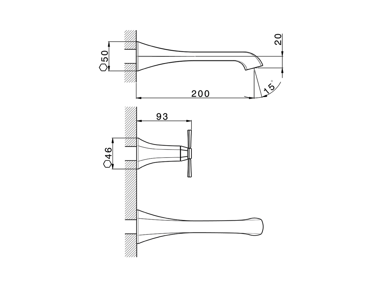 Parte externa lavabo de pared CHERIE_CX013510 - v1