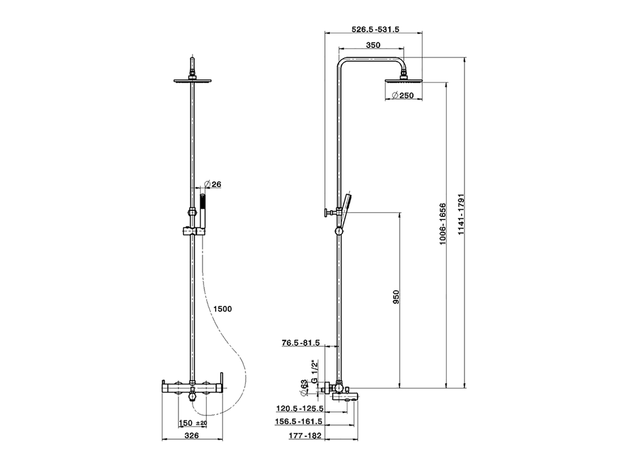 Columna monomando bañera 3 funciones COLUMNAS DUCHA_CY004121 - v1