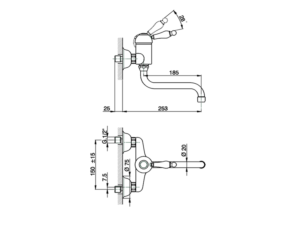 Fregadero monomando de pared KITCHEN_EM000400 - v1