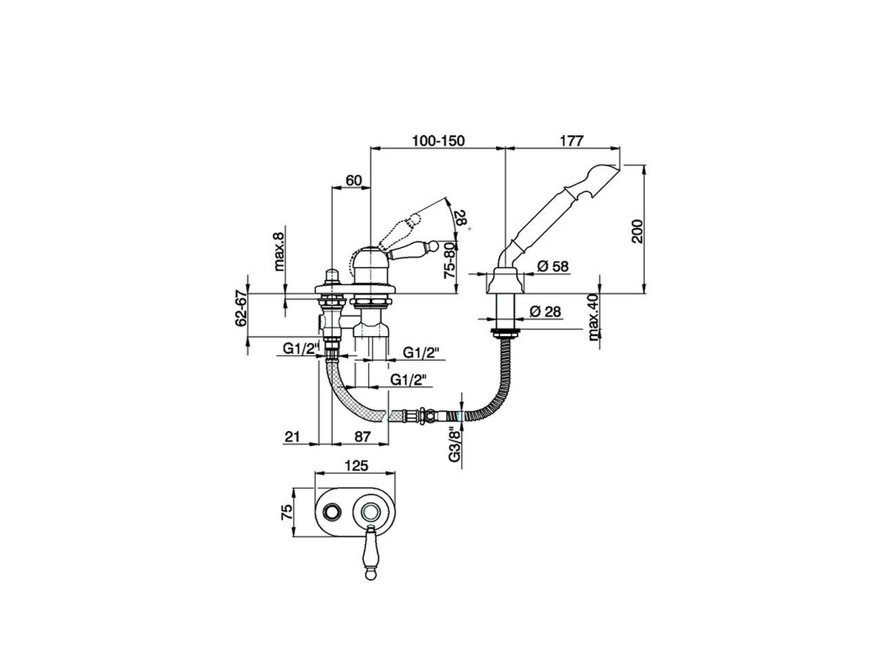 Borde Bañera monomando 2 agujeros ARCANA EMPRESS_EM001290 - v1