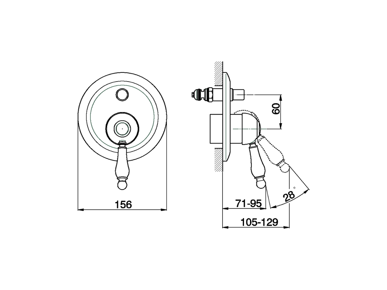 Parte externa monomando baño/ducha empotrado ARCANA EMPRESS_EM002100 - v1