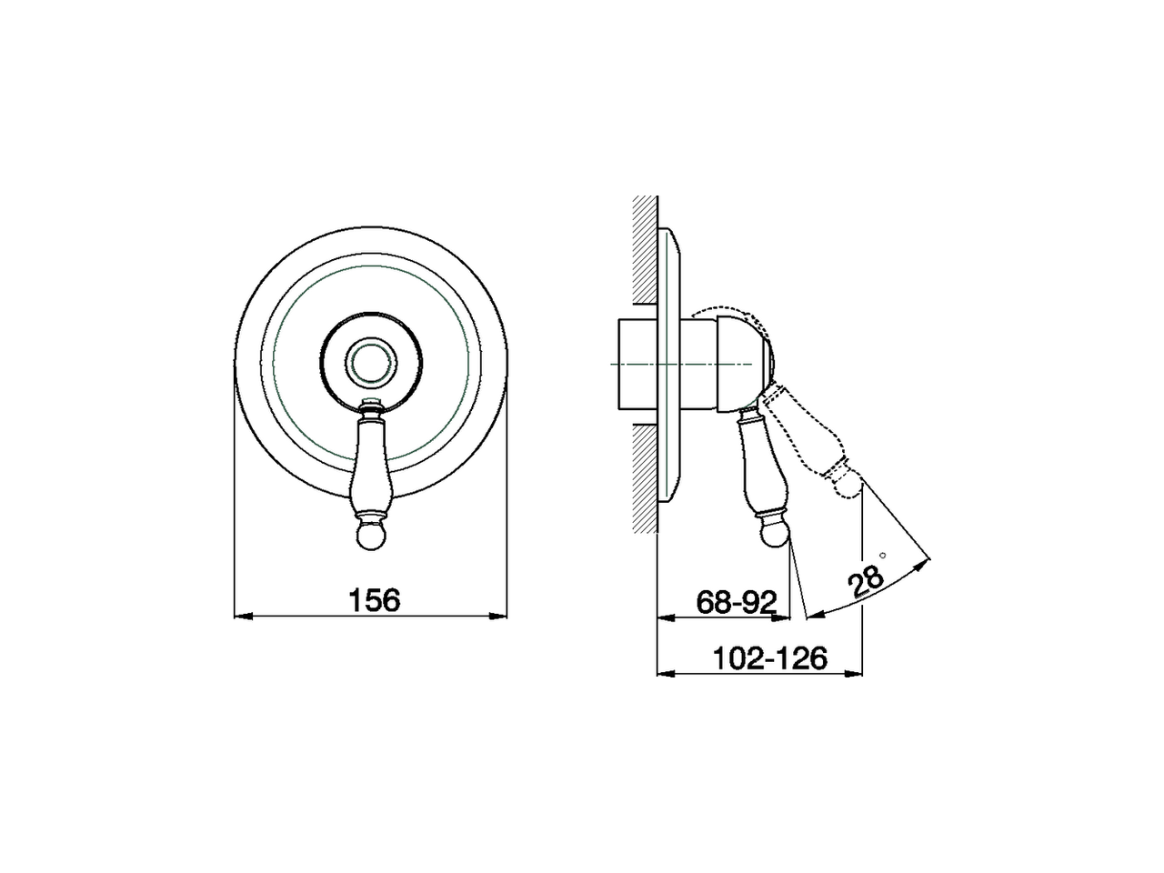 Parte externa monomando ducha empotrada ARCANA EMPRESS_EM003000 - v1