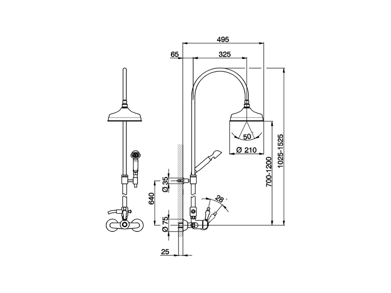 Columna monomando ducha 2 funciones ARCANA EMPRESS_EM004050 - v1