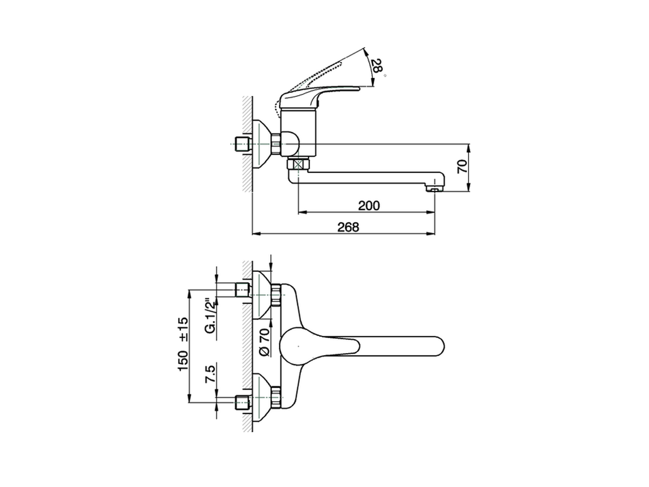 Fregadero monomando de pared KITCHEN_EU000401 - v1