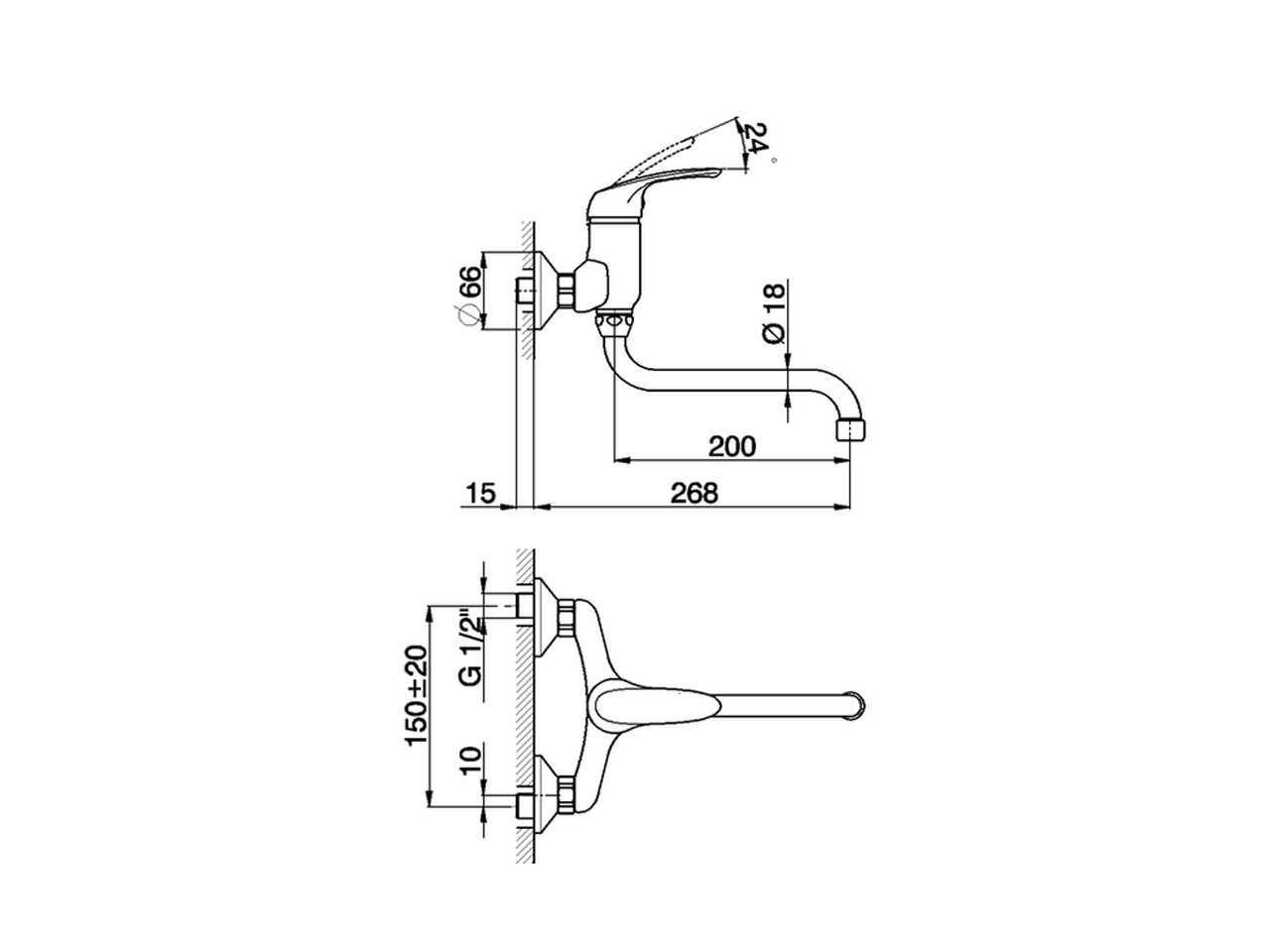 Fregadero monomando de pared KITCHEN_FL000402 - v1