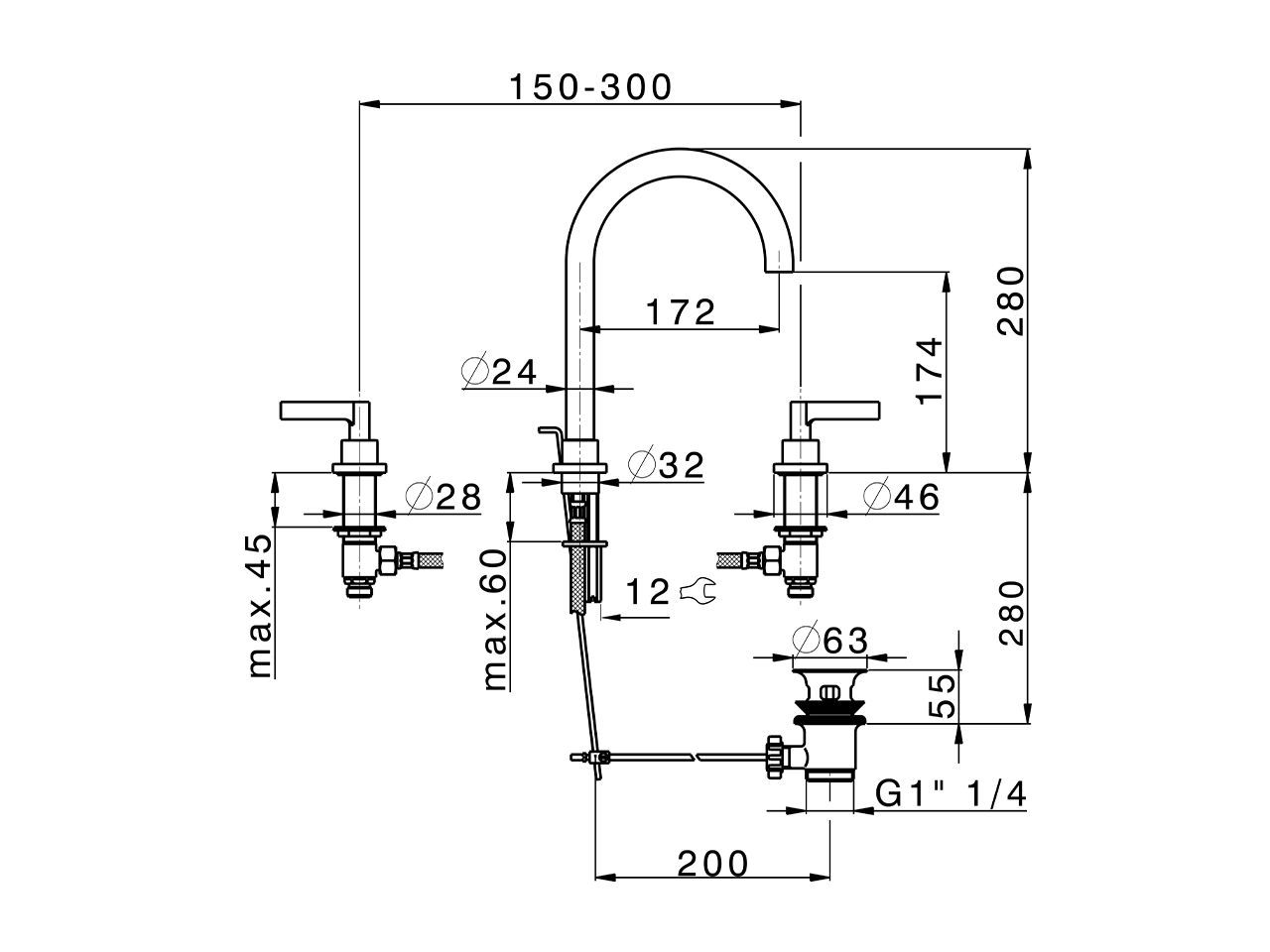 Lavabo 3 agujeros GRACE_GL001060 - v1