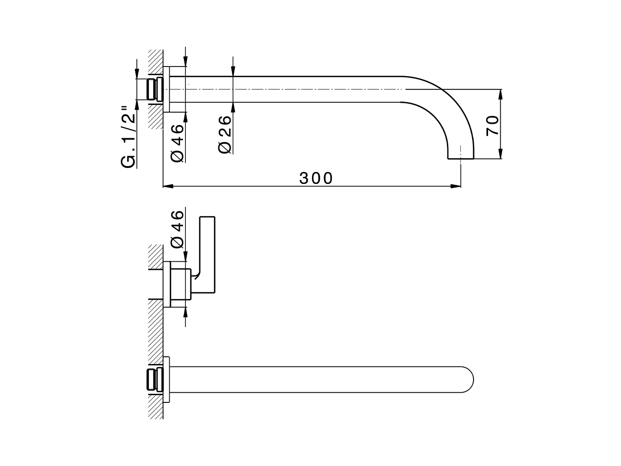 Parte externa lavabo de pared GRACE_GL013512 - v1