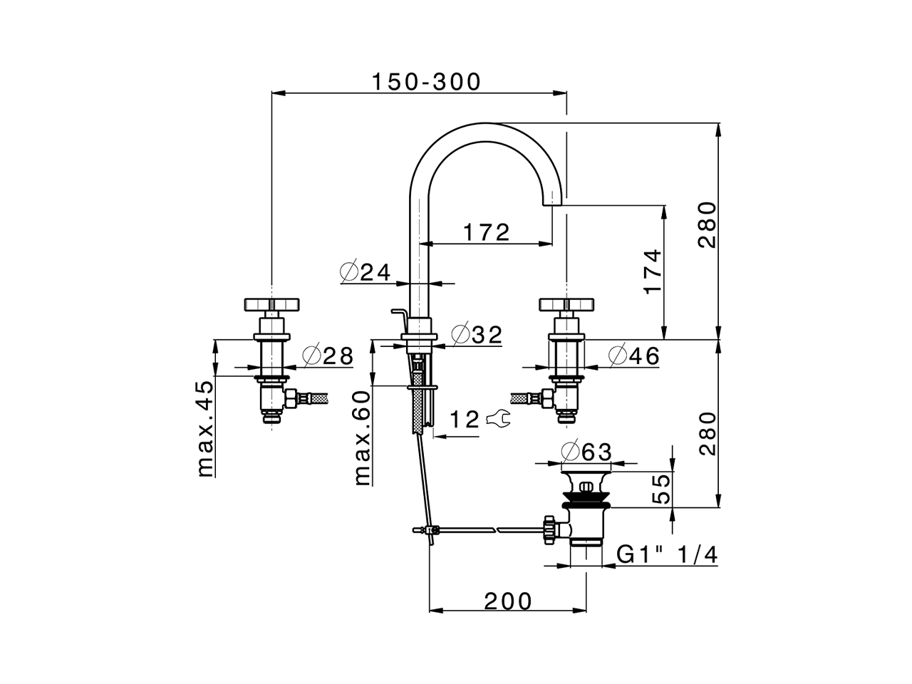Lavabo 3 agujeros GRACE_GS001060 - v1