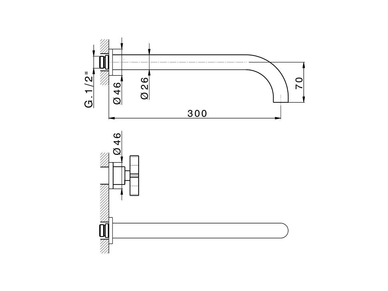 Parte externa lavabo de pared GRACE_GS013512 - v1