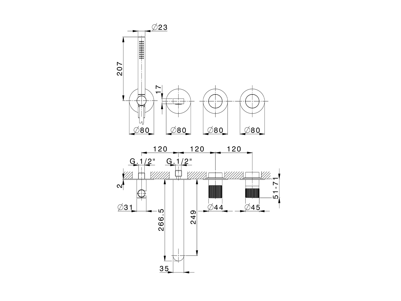 Parte externa monomando baño empotrada PLISSÉ SINCRONIA_I20G8200 - v1
