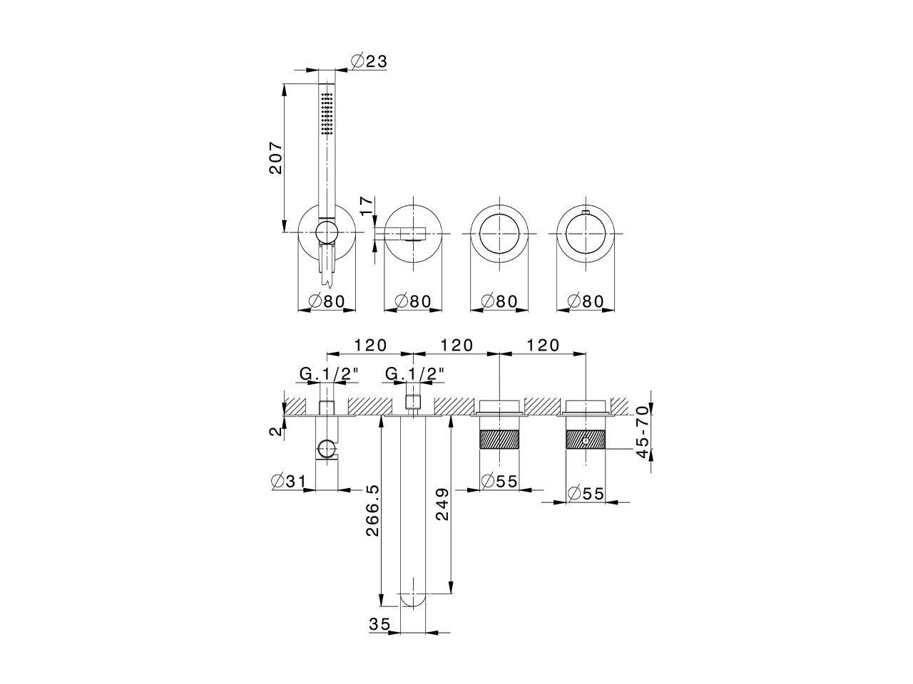 Parte externa termostático baño empotrado VOGUE SINCRONIA_I40G4200 - v1