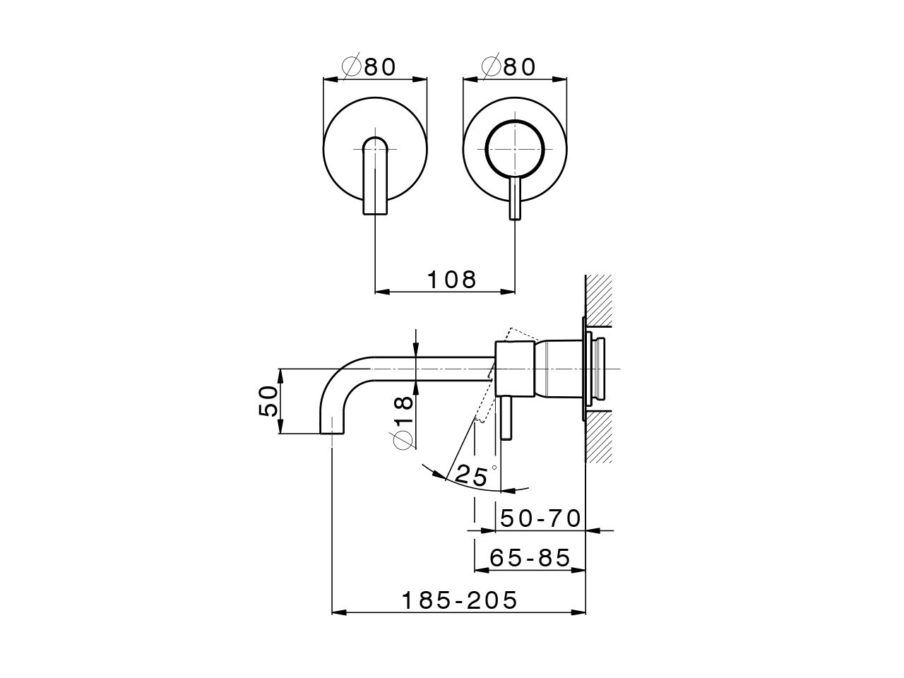 Parte externa monomando lavabo de pared LESS MINIMAL_LM005516 - v1